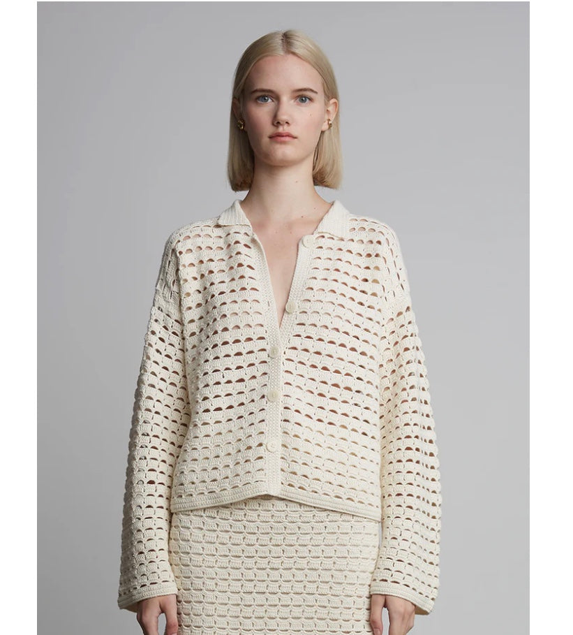 ELEVEN SIX | Ada Crochet Shirt | Ivory